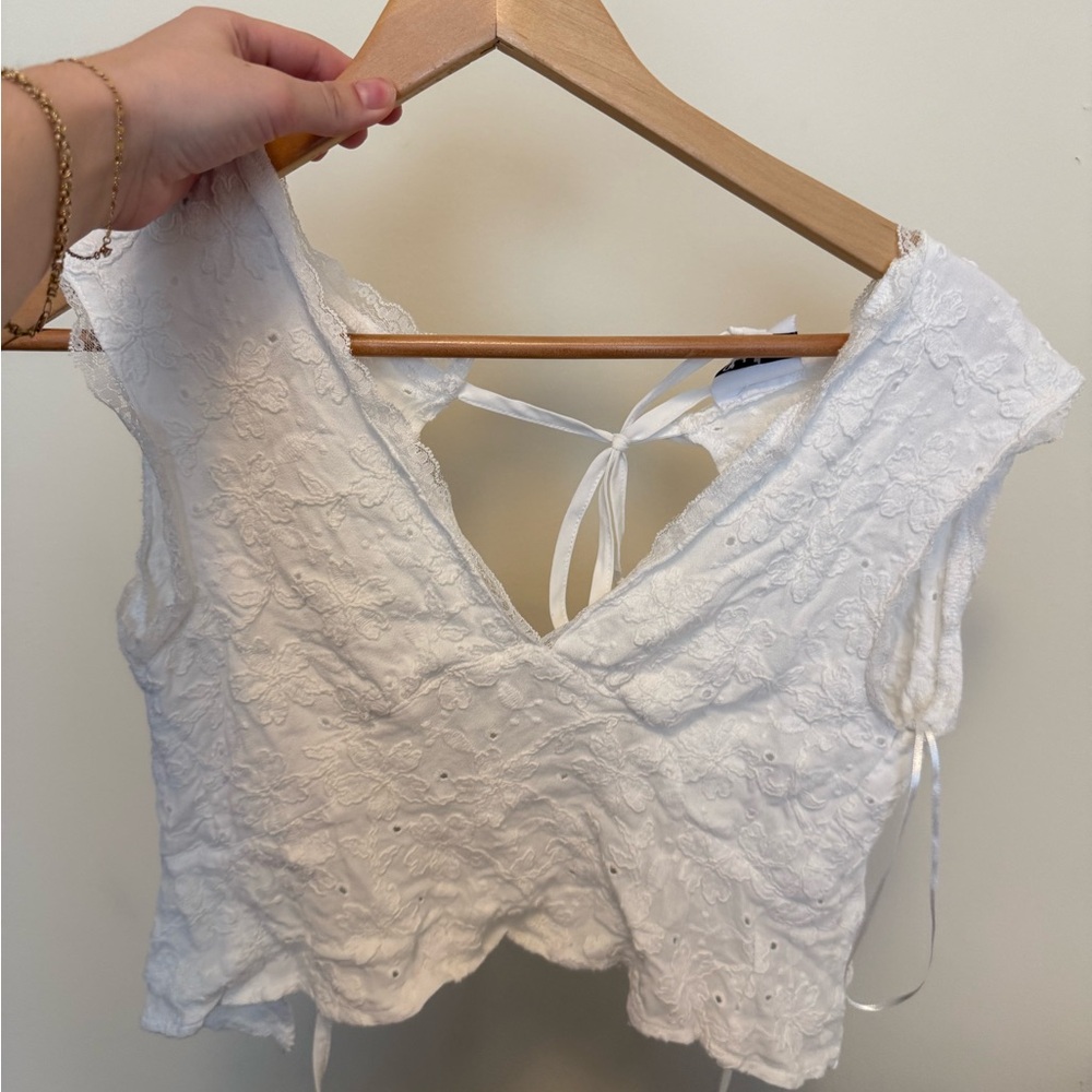 White Lace Backless Tank